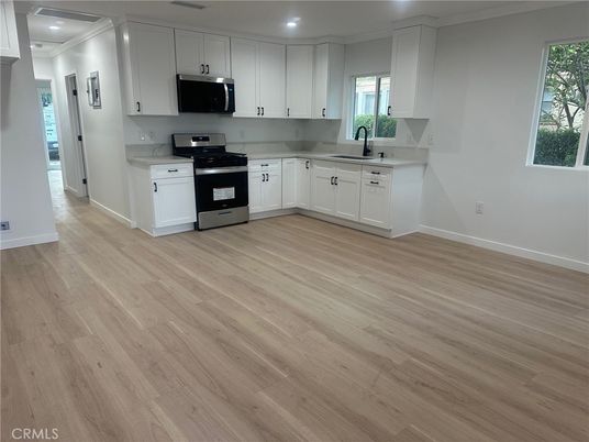 Interior, Kitchen, Recessed Lighting, Wood Texture Flooring