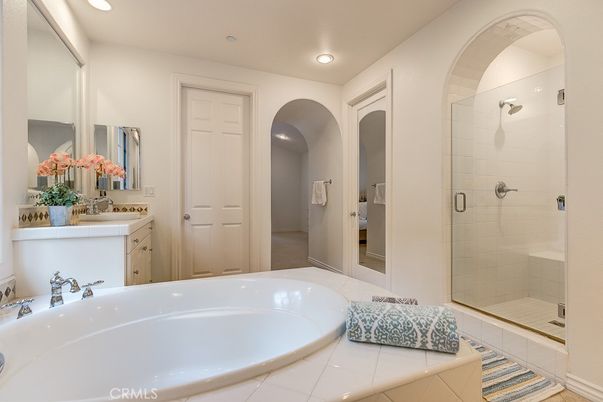 Bathroom, Dual Sink Vanities, Glass Shower, Interior, Recessed Lighting