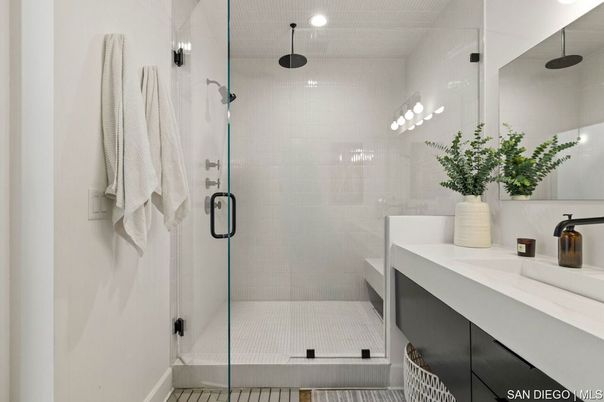 Bathroom, Glass Shower, Interior, Recessed Lighting