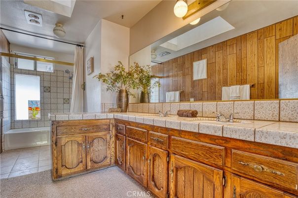 Bathroom, Interior, Tile Countertops, Wooden Walls