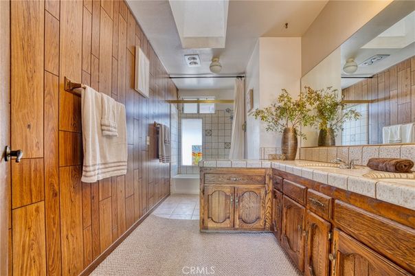 Bathroom, Interior, Tile Countertops, Wooden Walls