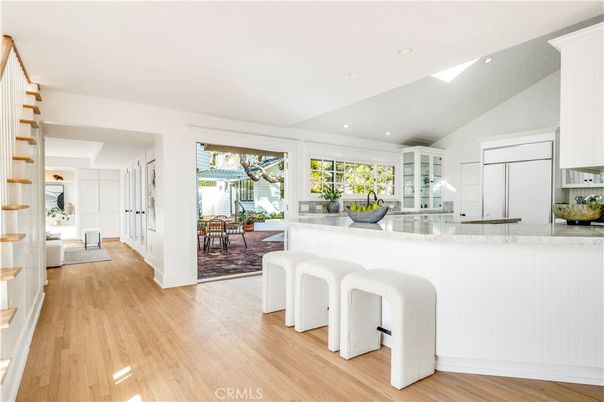 Dining room, Interior, Living room, Recessed Lighting, Wood Texture Flooring