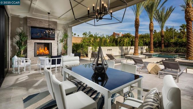 Exterior, Fireplace, Pendant Lights, Pool