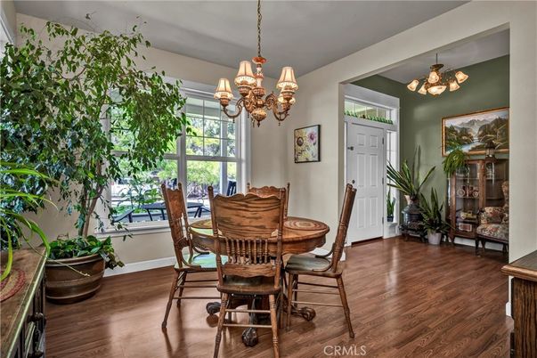 Chandelier, Dining room, Interior, Wood Texture Flooring