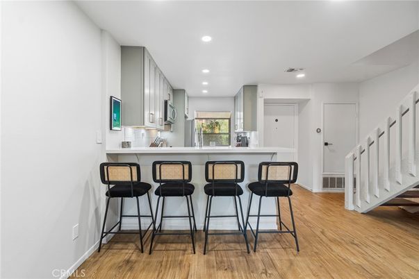 Interior, Kitchen, Recessed Lighting, Wood Texture Flooring