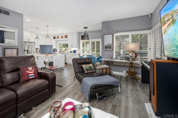 Interior, Kitchen, Living room, Pendant Lights, Recessed Lighting, Stainless Steel Appliances, Wood Texture Flooring