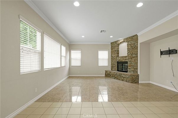 Empty room, Fireplace, Interior, Recessed Lighting
