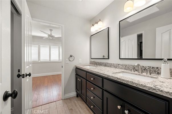 Bathroom, Dual Sink Vanities, Interior, Wood Texture Flooring