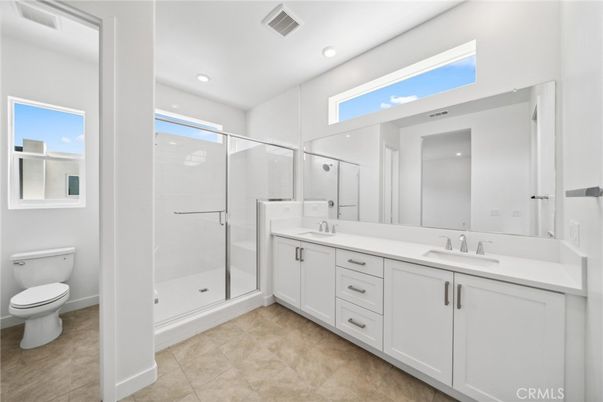 Bathroom, Dual Sink Vanities, Glass Shower, Interior, Recessed Lighting