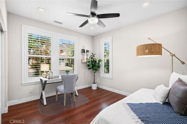 Bedroom, Home Office, Interior, Recessed Lighting, Wood Texture Flooring