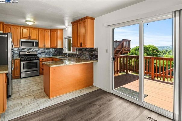 Interior, Kitchen, Stainless Steel Appliances, Wood Texture Flooring