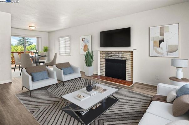 Dining room, Fireplace, Interior, Living room, Wood Texture Flooring