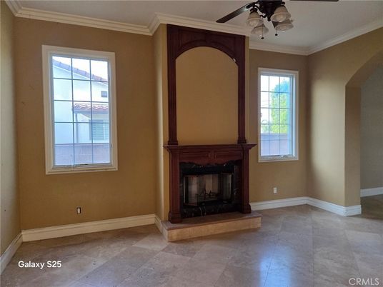 Chandelier, Fireplace, Interior