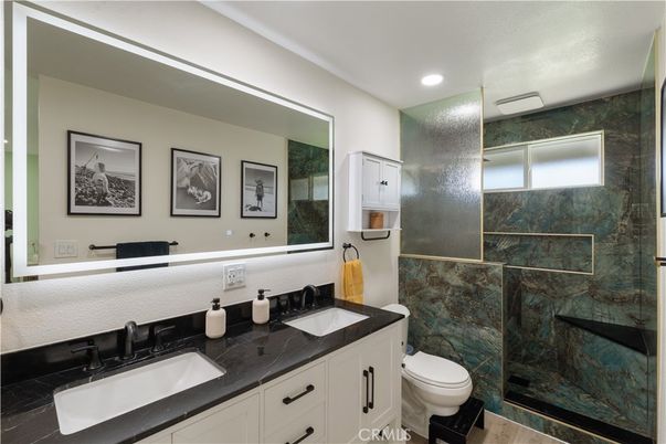 Bathroom, Dual Sink Vanities, Glass Shower, Interior, Recessed Lighting