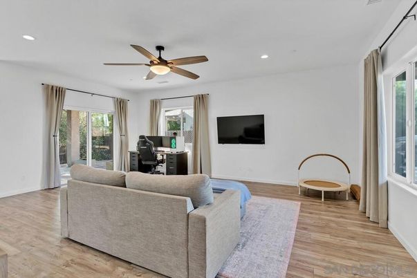 Home Office, Interior, Living room, Recessed Lighting, Wood Texture Flooring