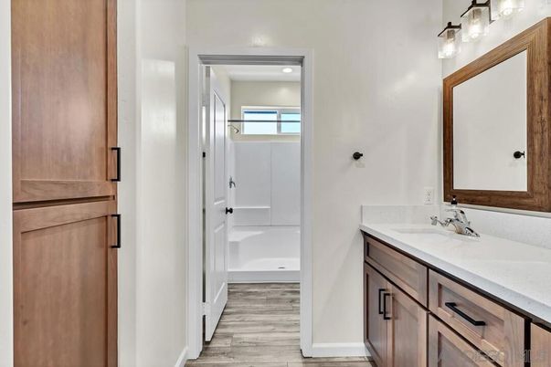Bathroom, Dual Sink Vanities, Interior, Wood Texture Flooring