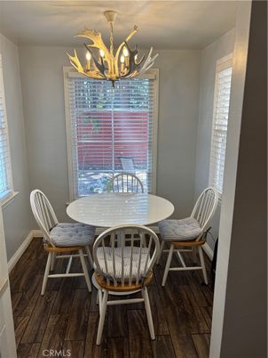 Chandelier, Dining room, Interior, Wood Texture Flooring