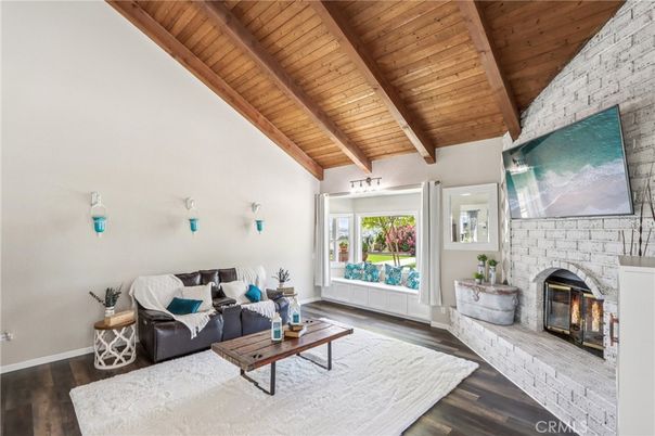 Fireplace, Interior, Living room, Stone Walls, Wooden Beams, Wooden Ceilings, Wood Texture Flooring