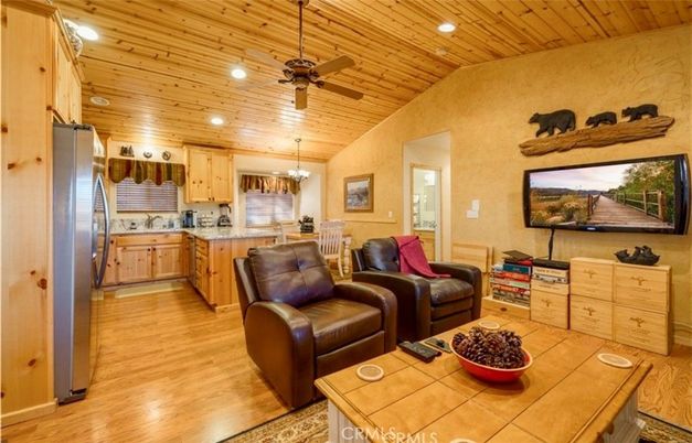 Chandelier, Dining room, Interior, Kitchen, Living room, Recessed Lighting, Wooden Ceilings, Wood Texture Flooring
