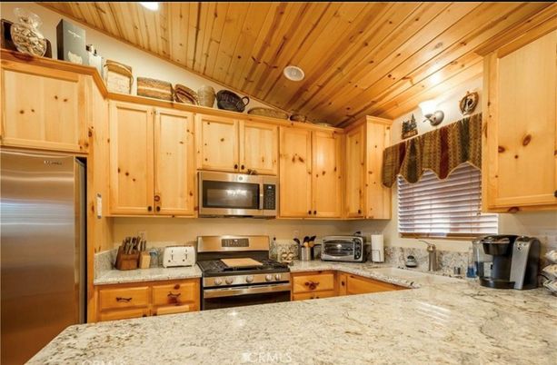 Interior, Kitchen, Recessed Lighting, Stainless Steel Appliances, Wooden Ceilings