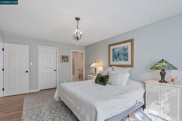 Bedroom, Interior, Pendant Lights, Wood Texture Flooring