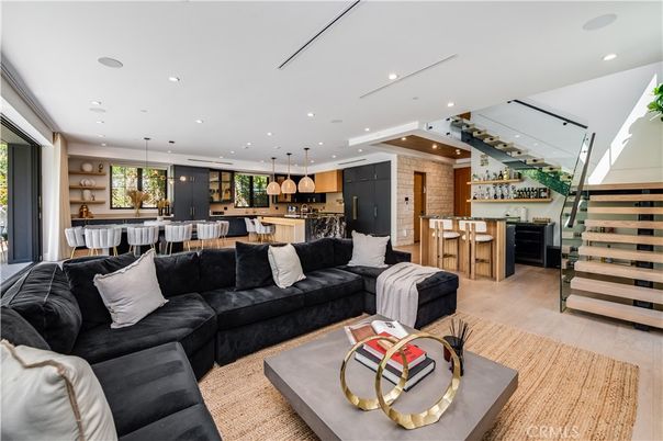 Interior, Kitchen, Living room, Pendant Lights, Recessed Lighting, Wood Texture Flooring