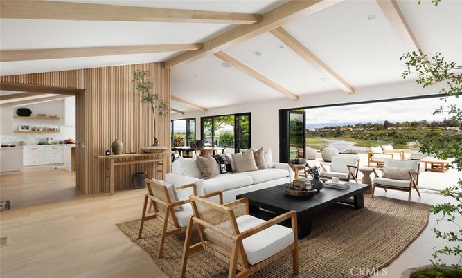 Interior, Living room, Recessed Lighting, Wooden Beams, Wood Texture Flooring
