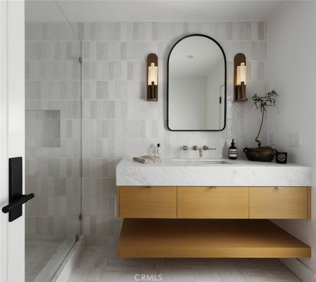 Bathroom, Dual Sink Vanities, Glass Shower, Interior
