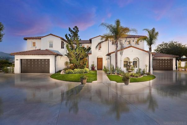 Attached, Detached Garage, Exterior, Facade, Spanish Mediterranean