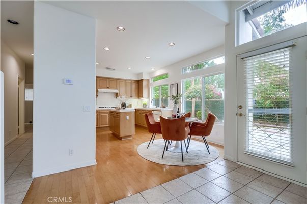 Dining room, Interior, Kitchen, Recessed Lighting, Wood Texture Flooring