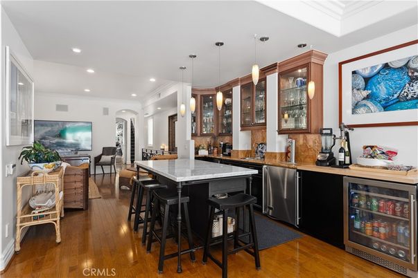 Dining room, Interior, Pendant Lights, Recessed Lighting, Wood Texture Flooring