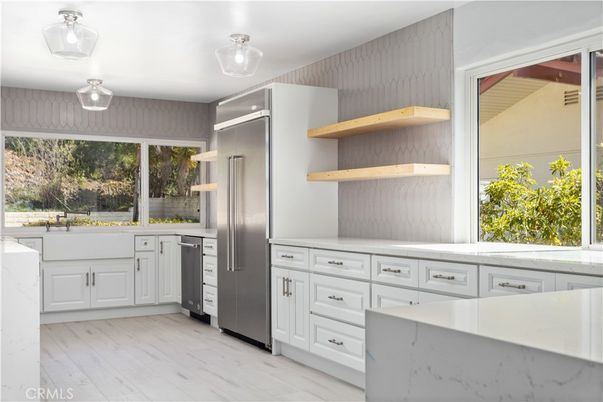 Interior, Kitchen, Stainless Steel Appliances, Wood Texture Flooring