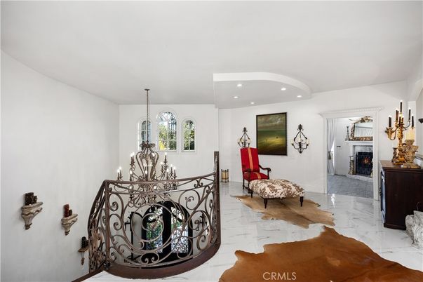 Chandelier, Fireplace, Interior, Marble, Recessed Lighting