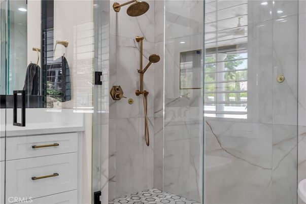 Bathroom, Glass Shower, Interior, Marble Walls