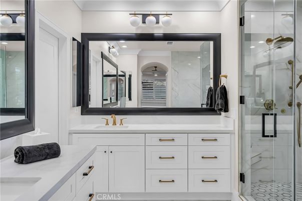 Bathroom, Dual Sink Vanities, Glass Shower, Interior
