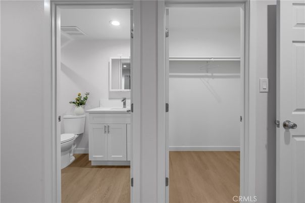 Bathroom, Interior, Recessed Lighting, Wood Texture Flooring