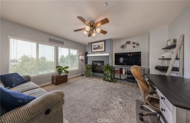 Fireplace, Home Office, Interior, Living room, Wood Texture Flooring