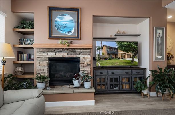 Fireplace, Interior, Recessed Lighting, Wood Texture Flooring