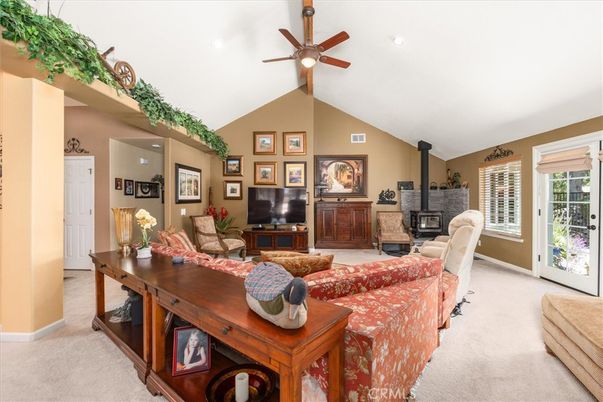 Fireplace, Interior, Living room, Recessed Lighting, Stone Walls