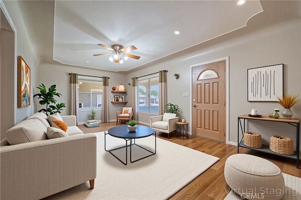Interior, Living room, Recessed Lighting, Wood Texture Flooring