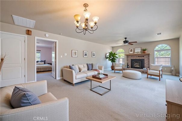 Chandelier, Fireplace, Interior, Living room