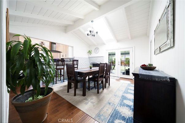 Chandelier, Dining room, Interior, Wood Texture Flooring