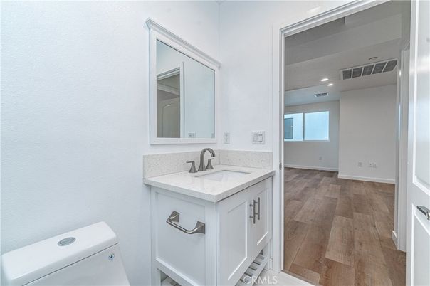 Bathroom, Interior, Recessed Lighting, Wood Texture Flooring