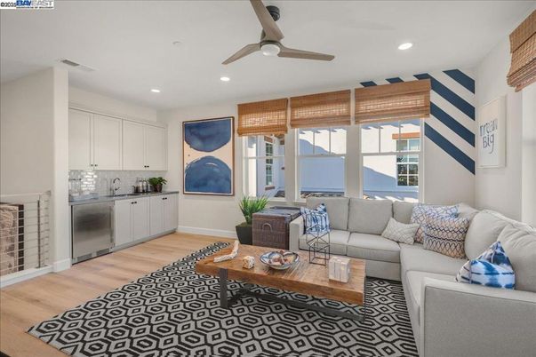 Interior, Kitchen, Living room, Recessed Lighting, Water, Wood Texture Flooring