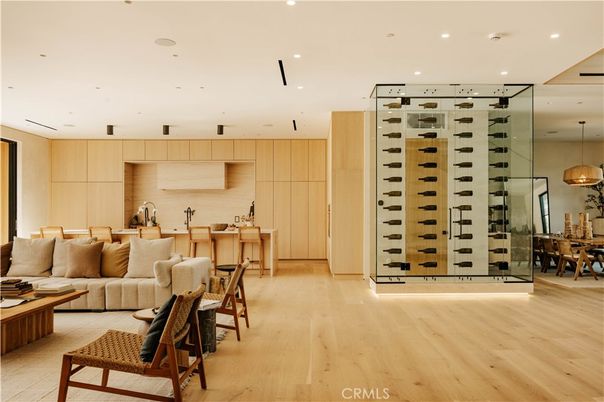 Dining room, Interior, Kitchen, Living room, Pendant Lights, Recessed Lighting, Wine Storage, Wood Texture Flooring
