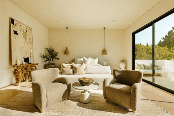 Interior, Living room, Pendant Lights, Recessed Lighting, Wood Texture Flooring