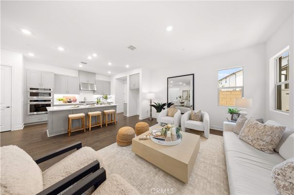 Interior, Kitchen, Living room, Recessed Lighting, Stainless Steel Appliances, Wood Texture Flooring