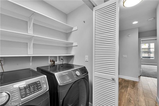 Interior, Recessed Lighting, Utility Closets, Washer, Wood Texture Flooring
