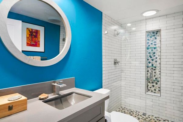 Bathroom, Glass Shower, Interior, Recessed Lighting