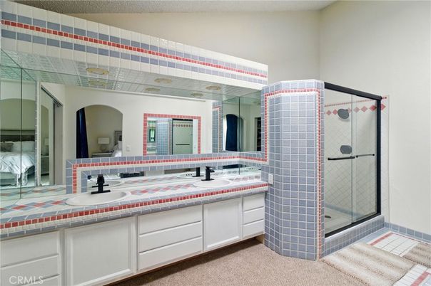 Bathroom, Dual Sink Vanities, Glass Shower, Interior, Tile Countertops